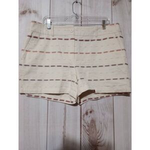 Loft Shorts Ladies 12 Cream Coral Blocks Cotton Blend‎ Chino
